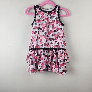 Kate Spade toddler girl sz 4 sleeveless dress Blooming Floral black lace trim